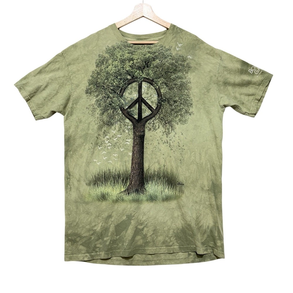 The Mountain Y2k Peace Tree Bok Tower Gardens Green Tie Dye Vtg XL USA Graphic